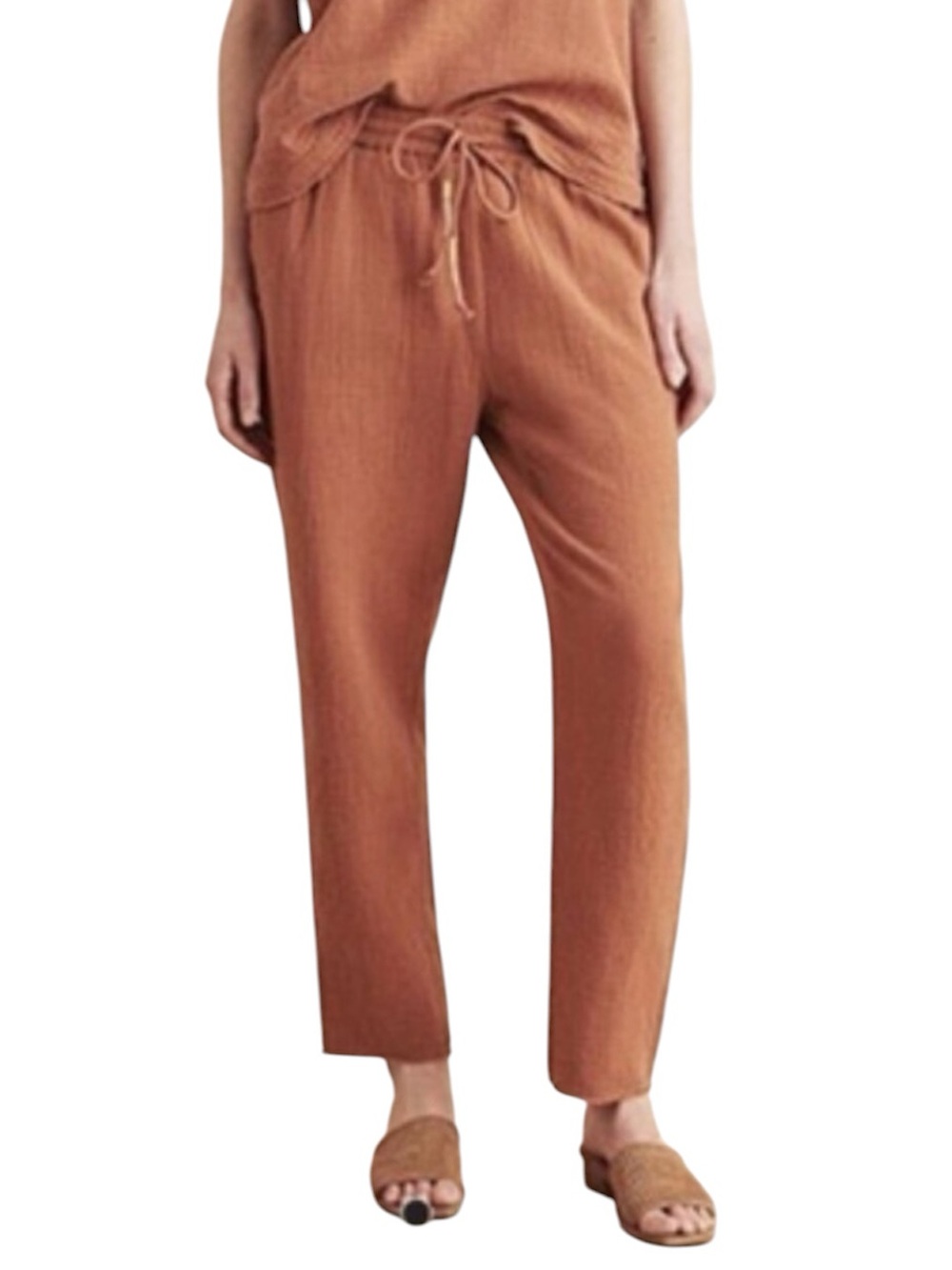 Faherty Topanga Organic Cotton Gauze Pants Size XS Pecan Lightweight Casual